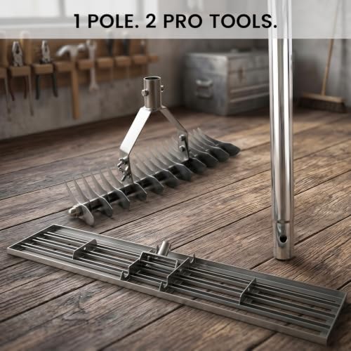 Thatch Rake Replacement Head, 2-in-1 Dual-Sided Dethatching Rake Head for Lawns, Heavy Duty Anti-Bending Tines, Wobble-Free Turf Grass Remover Tool - size: 13.8inch