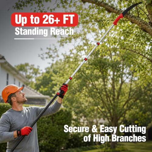 26FT Pole Saw, Telescoping Tree Trimmer with 5-20FT Extension Pole - style: 5FT-20FT - Telescoping Pole with Saw