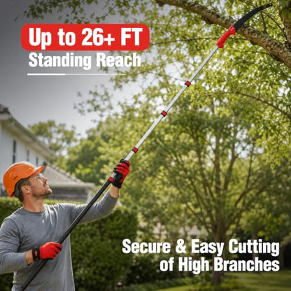26FT Pole Saw, Telescoping Tree Trimmer with 5-20FT Extension Pole - style: 5FT-20FT - Telescoping Pole with Saw