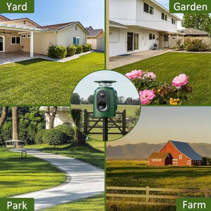 2026 Upgraded Solar Ultrasonic Animal Repeller, 360° Motion Detection with LED Flashing Light, Waterproof Design for Outdoor Garden, Farm, Temporary Yard Protection Against Deer, Cats, Dogs, Raccoons