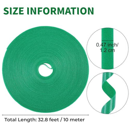 32.8 Feet Green Garden Tape Plant Ties for Climbing Plants 1/2'' Wide Gardening Plant Ties Strap to Support Plants, Reusable Plant Tape Garden Ties for Vines, Tomatoes(32.8feet) - size: 32.8ft