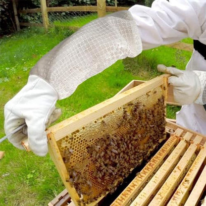 Luwint Premium Goatskin Beekeeping Gloves, Bee Beekeeper Gloves with 3 Layers Ventilated Mesh Sleeve and Elastic Cuffs - size: Medium