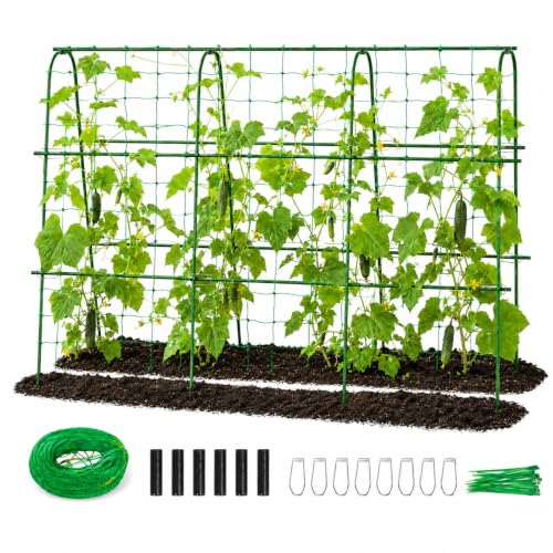 FOLLOOK Cucumber Trellis for Raised Garden Bed,63x48inch, Green - color: Green, size: 63x48inch
