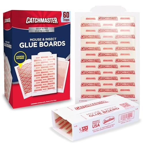 Catchmaster Extra Sticky Glue Traps 60pk, XL Glue Boards for Mice & Insects - size: 8" x 5" (60 Pack)