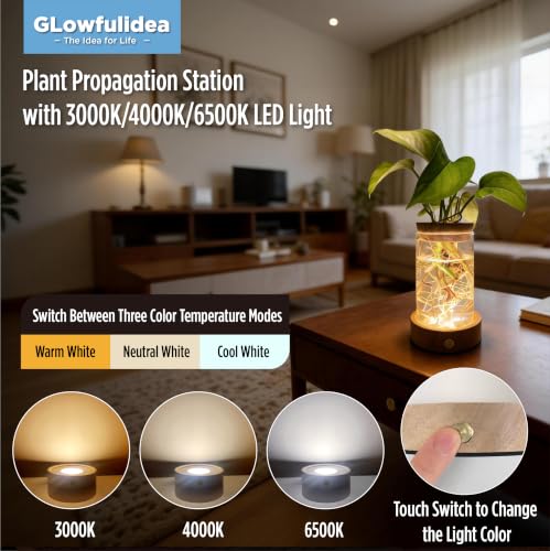 Plant Propagation Station with Three Color & Stepless Dimming LED Light - size: Cylindrical