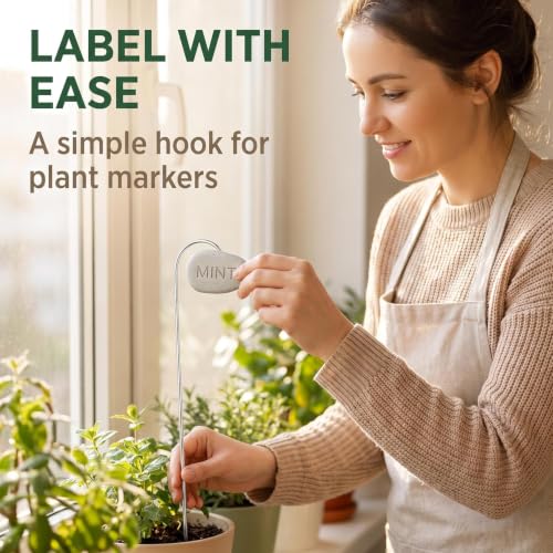 20Pcs Silver Planter Plant Label Hooks Garden Markers Stake Plant Label Holder Plants Label Hanger Garden Plant Sign Stake Rustproof Deformed Gardens Plant Sign Hooks Hanging Rods for Flower (20cm)