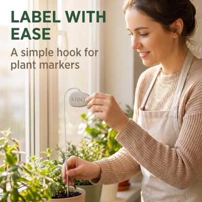 20Pcs Silver Planter Plant Label Hooks Garden Markers Stake Plant Label Holder Plants Label Hanger Garden Plant Sign Stake Rustproof Deformed Gardens Plant Sign Hooks Hanging Rods for Flower (20cm)