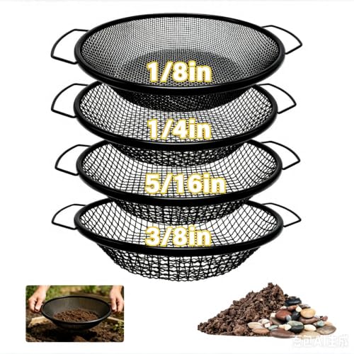 4Pcs Soil Sifter for Gardening, 3,6,8,10mm Grid Rock Sifter for 5 Gallon Bucket, Dirt Sifter, Compost Sifter for Capturing Dirt, Sand, Rocks, and Filtering Compost (Black) - color: 4PCS-Black(3,6,8,10mm)