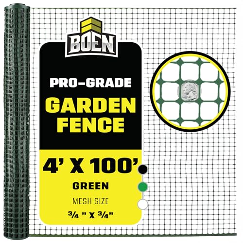 Plastic Garden Fence 4'x100' Green, Mesh Roll for Dog Deer Rabbit Barrier - color: Green, size: 4' x 100'
