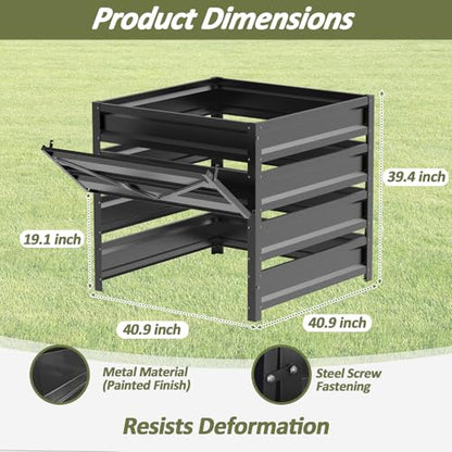 Compost Bin Outdoor -285 Gallon Metal Mesh Rust-Proof Coating Composter - size: 285 Gallon - 41(L)*41(W)*39.4(H)inch