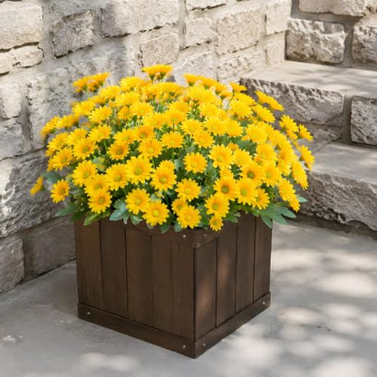 CLEANGOR 12 Pcs Daisy Artificial Flowers for Outdoors, Fake Mums (Yellow) - color: Yellow