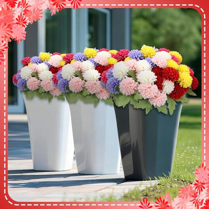 XunYee 12 Pcs Fall Artificial Flowers for Outdoor Faux Mums,Vivid Color - color: Vivid