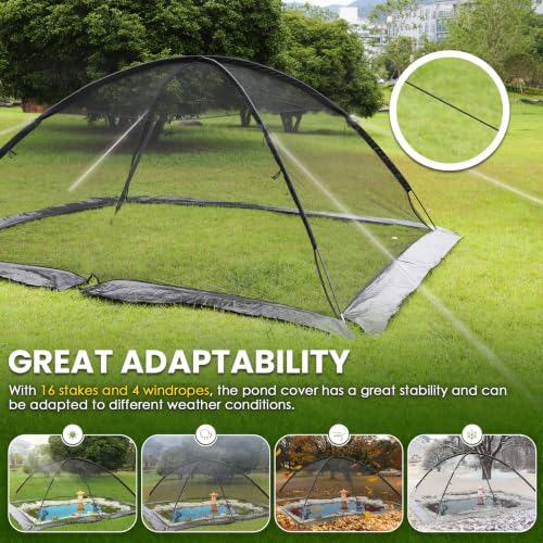 Mxmoonant Pond Cover Dome 10x11 FT, w/4 Windropes, 1-Person Install
