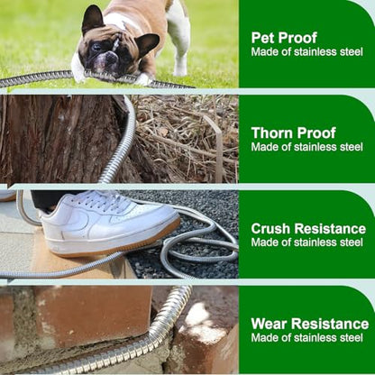 Metal Short Garden Hose 3 ft, Stainless Steel Hose Leader, Small Water Hose Extension, Lightweight Hose Extender for Outdoor (3FT) - size: 3 Feet