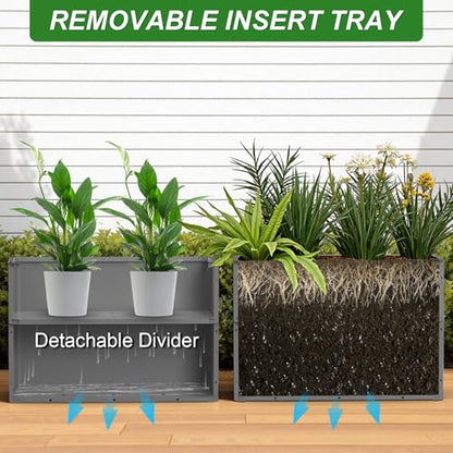 36" L x 15" W x 24" H Metal Tall Rectangular Planter - Large Planter Box for Outdoor Plants, Flowers,Garden - color: Gray