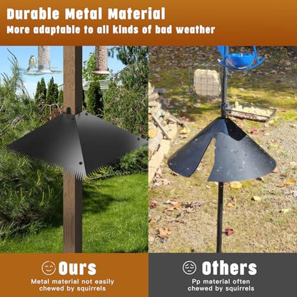 Metal Squirrel Baffles with Spikes - Galvanized Steel Squirrel Guards for 4x4 Posts and Bird Feeder Poles - Keeps Squirrels and Raccoons out of Birdhouses (1 Pack)