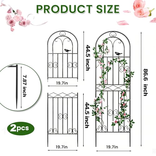 2 Pack 86.6" x19.7 Metal Gardon Trellis for Climbing Plants Outdoor, Black - size: 2P: 86.6" H x 19.7" W