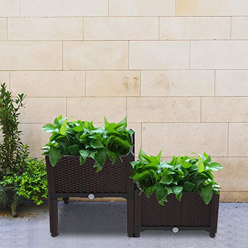 Raised Garden Beds, Planter Box, Self-Watering Plastic Planter for Indoor Outdoor Vegetables, Fruits, Potato, Flowers (2 Pcs) - size: 2 Pcs