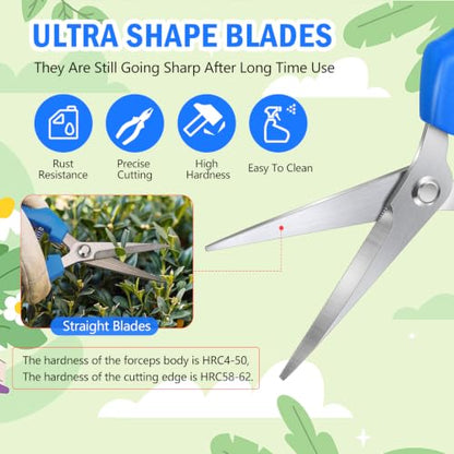 Lasnten 30 Pcs Pruning Shears 7.2" Bud Trimming Scissors, Blue - color: Blue
