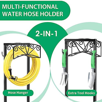 TomCare Garden Hose Holder, Heavy Duty Water Hose Hanger for 160FT Hose - color: Black, size: 15″ W