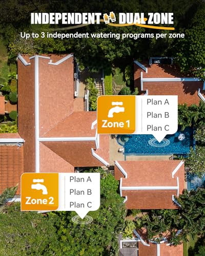 RAINPOINT WiFi Water Timer with Brass Inlet & Outlet，2 Zone WiFi Hose Timer for Lawn,WiFi Sprinkler Controller via APP/Voice Control,Automatic Watering System by Time/Weather/Quantity/Soil Moisture - color: Yellow, size: 2 Zone