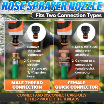 Garden Hose Nozzle, 10 Spray Patterns, Thumb Flow Control, Orange - color: Orange
