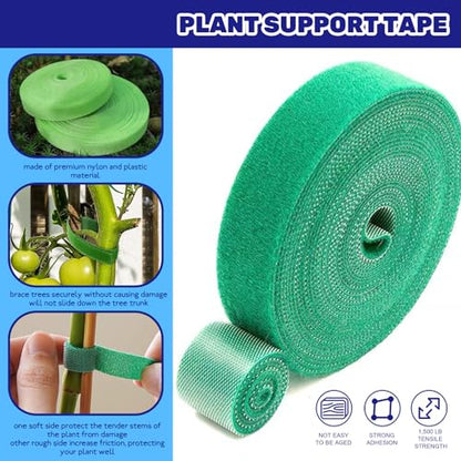 4Pcs 1/2" 65Fts Nylon Garden Tape and 131FtsSoft Plant Wire Twist Ties, Reusable Plant Tie Strap Adjustable Plant Support Gardening Supplies for Climbing Plants, Tomatoes, Flowers