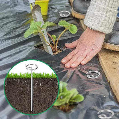 300 Pack 12 Inch Landscape Staples, Thickened 8 Gauge Circle Top Garden Stakes Heavy Duty Galvanized Landscape Fabric Pins for Securing Weed Barrier, Turf, Lawn, Fence, Tent - size: 12 Inch