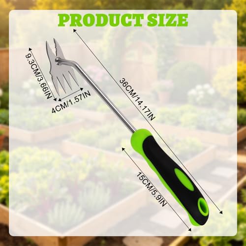 Weed Puller Tool, Stainless Steel Garden Weed Pulling Tool, Manual Weeder & Root Remover Tool, Ergonomic Hand Weeder with Non-Slip Handle, Uprooting Weeding Tools for Lawn, Yard & Gardening - color: Green (1 pc)