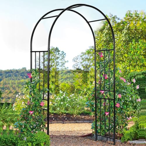 S AFSTAR Metal Garden Arch, 7.2ft/86 Outdoor Arbor for Various Climbing Plant Flower, Arch Trellis for Wedding Garden Bridal Party Festival Decoration, Easy-to-Assemble