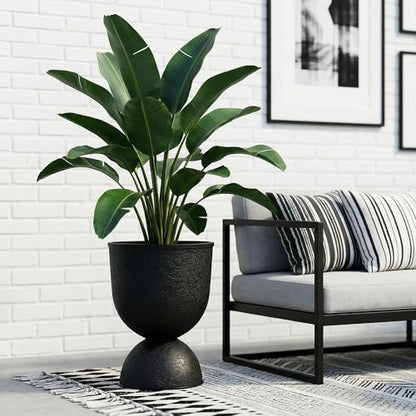 KOL 15 Inch Tall Planters, Black Plastic Urn Planters, 2 Pack - color: Black, size: Bundle: 15"+15"