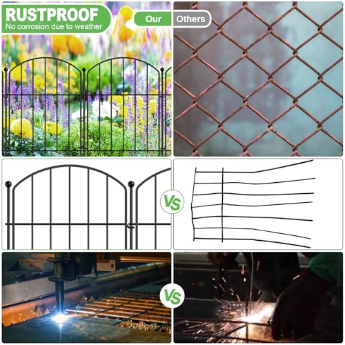 Decorative Garden Fence, 50-Pack Rustproof Animal Barrier, 17 in x 50 ft - size: 50 Panels-17in(H)x50ft(L)