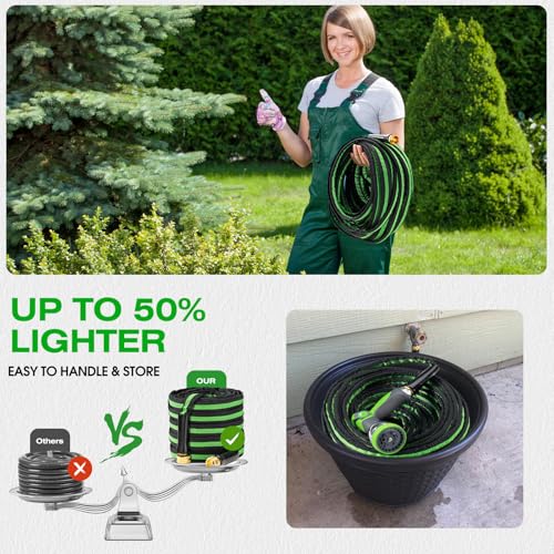 25FT Lightweight Super Flexible Garden Hose - color: black-green, size: 25 FT