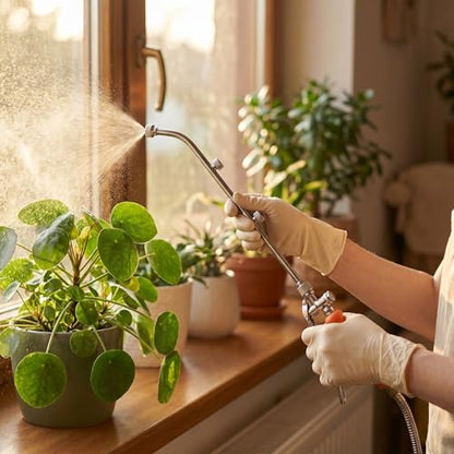 All-Metal Sprayer Wand with 3 Interchangeable Nozzles, Stainless Steel Replacement Wand for Garden Watering and Spraying, Adjustable Brass Barb Fit for 3/8" & 1/4" Hose with Locking Handle