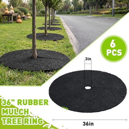 Peryiter 6 Pcs Rubber Mulch Tree Ring Protector Mat Weed Barrier, 36 in - style: 36 Inches