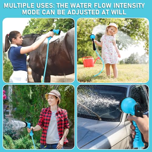 Pangda Expandable Coil Garden Hose 25 ft with Spray Nozzle, Blue - color: Blue, size: 25 Ft