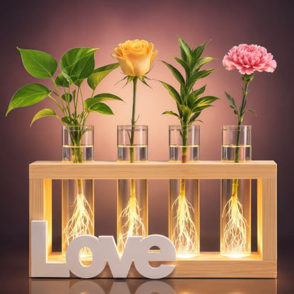 LED Plant Propagation Station 4 Glass Tubes for Hydroponic Cuttings - color: LOVE