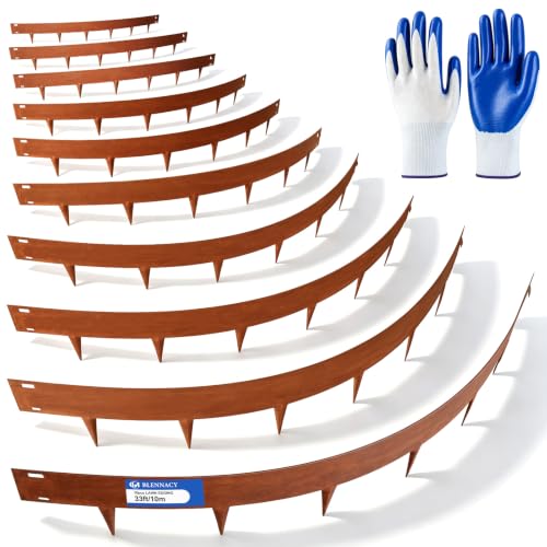 33ft. Metal Landscape Edging 5 inch (2.5" Above Ground, 2.5" Below Ground) - color: Powder-Coated Rust, size: 10 Pack (40 x 5IN)