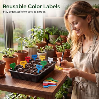 Square Nursery Pots 2 Layers with Drainage, 100 Cell Seeding Tray, 5 Packs
