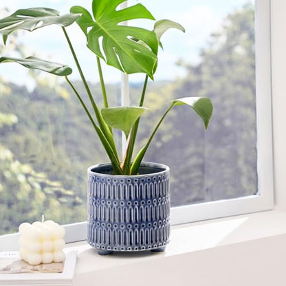 STHIE 5 Inch Ceramic Planters for Indoor Plants, Blue Cactu Snake Plant Pot - color: Reactive Glaze Blue