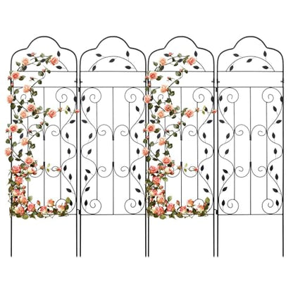 hogardeck 4 Packs 60 * 18 inch Metal Garden Trellis for Climbing Plants Outdoor,Heavy Duty,Black Coating Rustproof Trellis for Rose, Vegetable, Flowers, Expandable,Perfect for Training Climbing Plants - size: 60*18 in