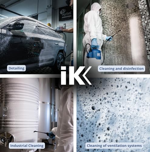 IK Foam Pro 12 ALK – Professional Alkaline Foam Sprayer for Industrial Cleaning & Car Detailing – 2 Gal Pump Spray Foamer– High Capacity, Safety Lock, Fan Nozzle - color: White and blue
