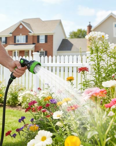 Hose Sprayer Nozzle Heavy Duty - 10 Spray Patterns Garden Hose Nozzle with Adjustable Flow Control for Watering Plants, Washing Cars,Washing Pets, Thumb Control (Green) - color: Green