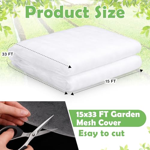 15 x 33 ft Garden Mesh Netting Insect Mosquito Net, White, 1 Pcs - size: 15 x 33 ft