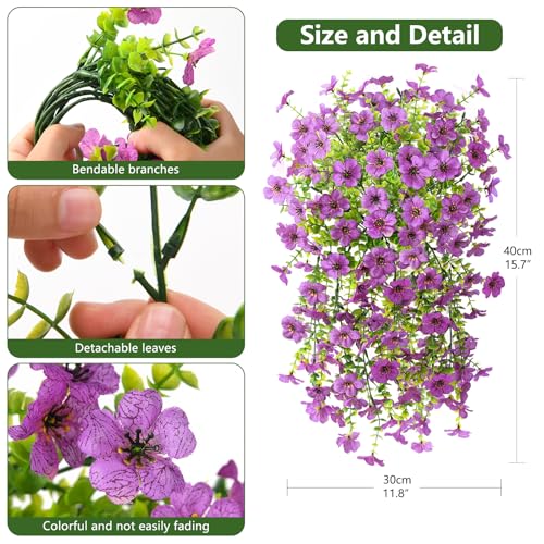 Artificial Fake Flowers Plants for Outdoor UV Resistant Summer Decoration - color: Purple