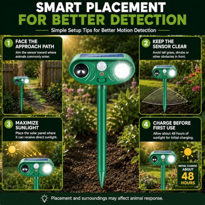 Sonic Fortress Pro Deer & Raccoon Repellent Outdoor, Solar Animal Repeller