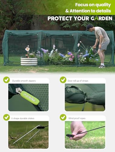 Poray Large 12.3X4FT Tunnel Plant Netting Cover,4.1FT Tall Crop Cage Tomato Netting for Vegetables&Fruits,Durable Gardening Net for Plant and Animals - style: 147*49*49inches Tunnel