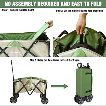 HAUSHOF Collapsible Outdoor Utility Wagon, 176 lb Load Capacity, Green - color: Green