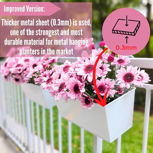 LaLaGreen Large Planter Box (16 in, 2 Pack) White Metal Window Flower Pots - size: 16"(41cm) x 2 pack