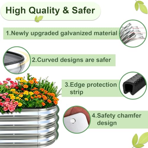 Galvanized Raised Garden Bed Outdoor 4x2x1ft 2 Pack Oval Silver - color: Silver 2 Pcs, size: 4 x 2 x 1 ft